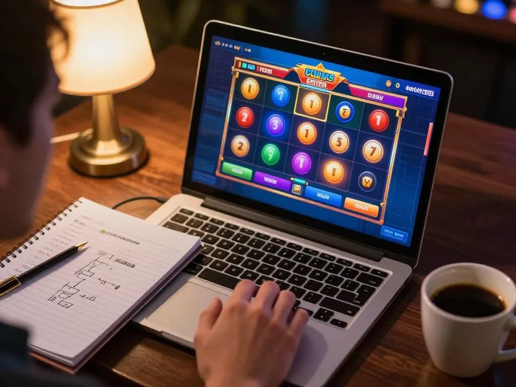 Engaging moment in an online casino with a player accessing link gacor for exciting slots gameplay.