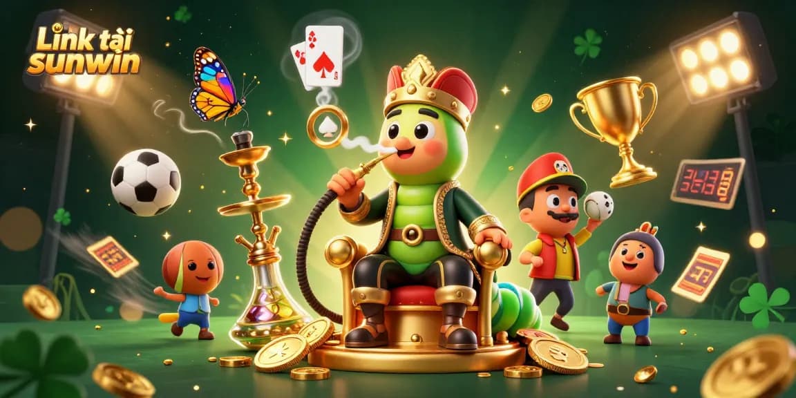 Win prizes with Link tải sunwin in this vibrant 3D casino illustration showcasing dynamic game elements.