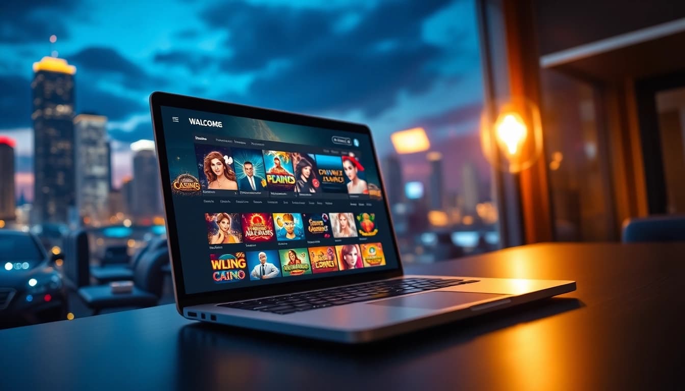 Experience the thrill of Canadian casinos online with engaging graphics and a vibrant backdrop.