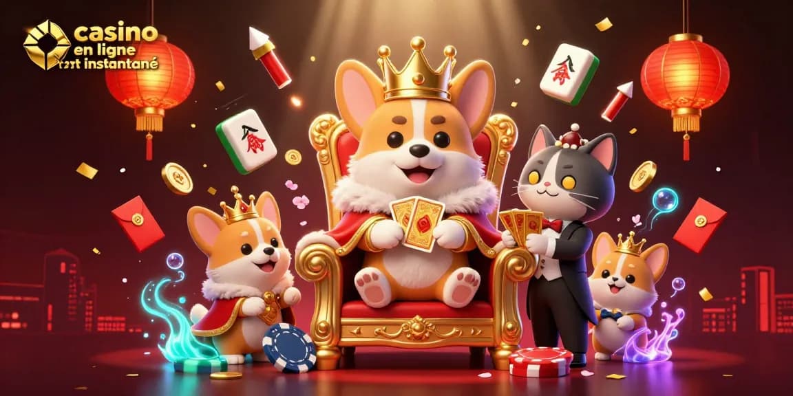 Profitez d'un casino en ligne retrait instantané avec un corgi royal, des jetons et de la magie.