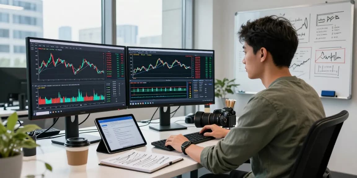Farm product backtesting API showcased in a dynamic forex trading workspace emphasizing real-time data and developer productivity.