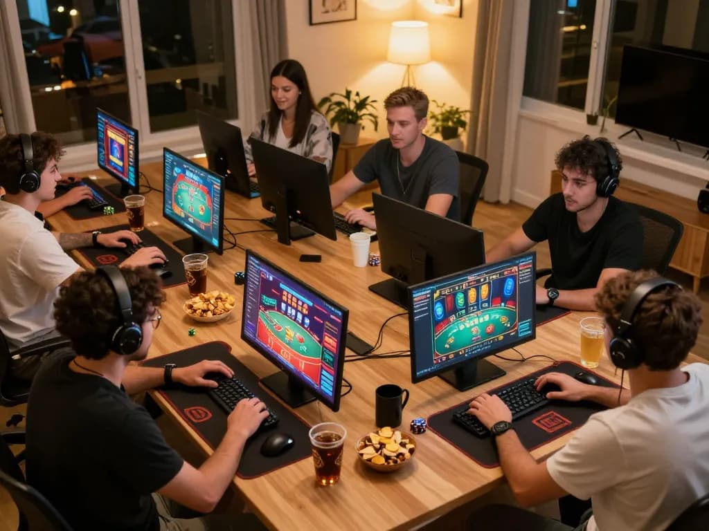 Players enjoying sc88 online casino games, showing thrilling live dealer interactions and gaming setups.