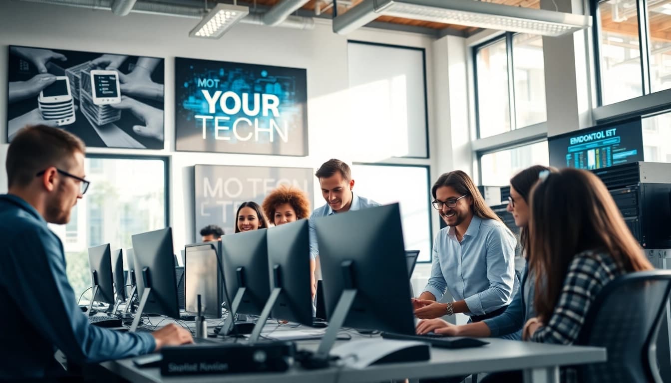 Engaged IT team providing managed it services lakeland in a modern office.