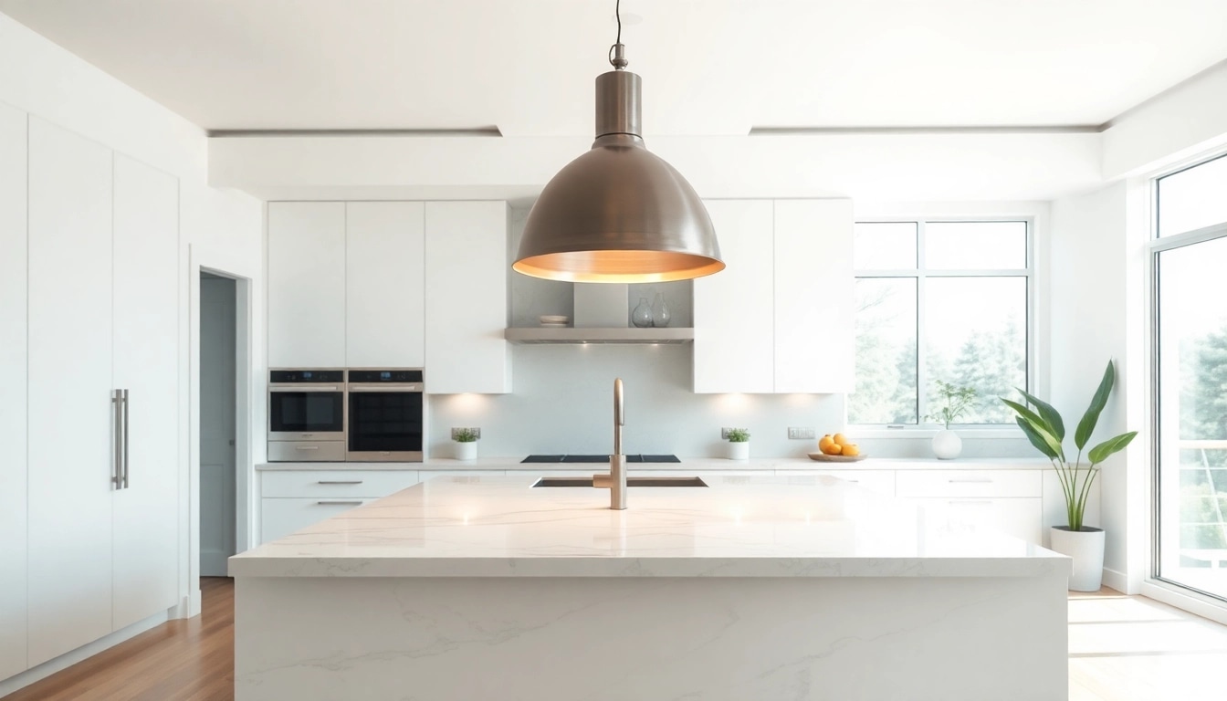 Experience the elegance of island lighting in a modern kitchen setting with a stylish pendant light.