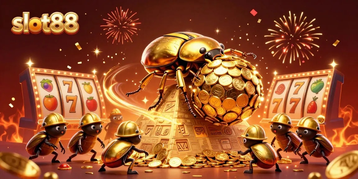 Putaran slot88 yang mengasyikkan dengan karakter beruang komodo emas menggelindingkan koin.