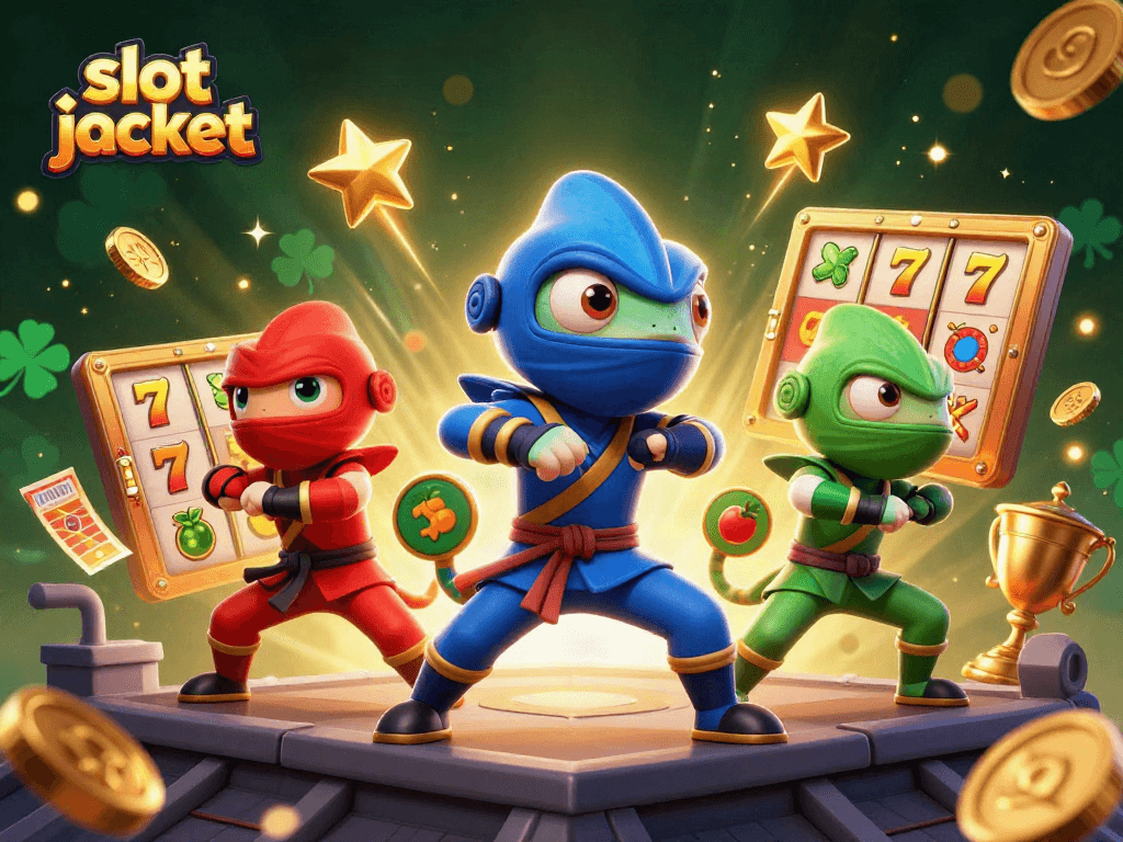 Unleash your luck with slot jackpot as ninja chameleons perform synchronized martial arts moves.