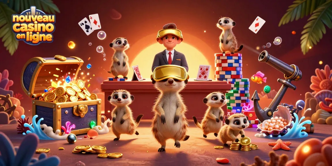 Voyez le nouveau casino en ligne rempli de meerkats amusants en train de jouer et de s'amuser avec des jetons.