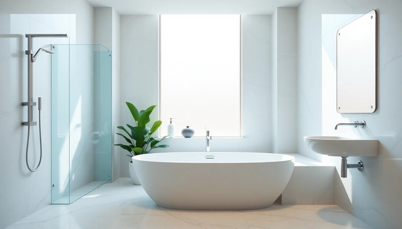 Admire the exquisite design of elegant showers Australia with modern fixtures and natural lighting.