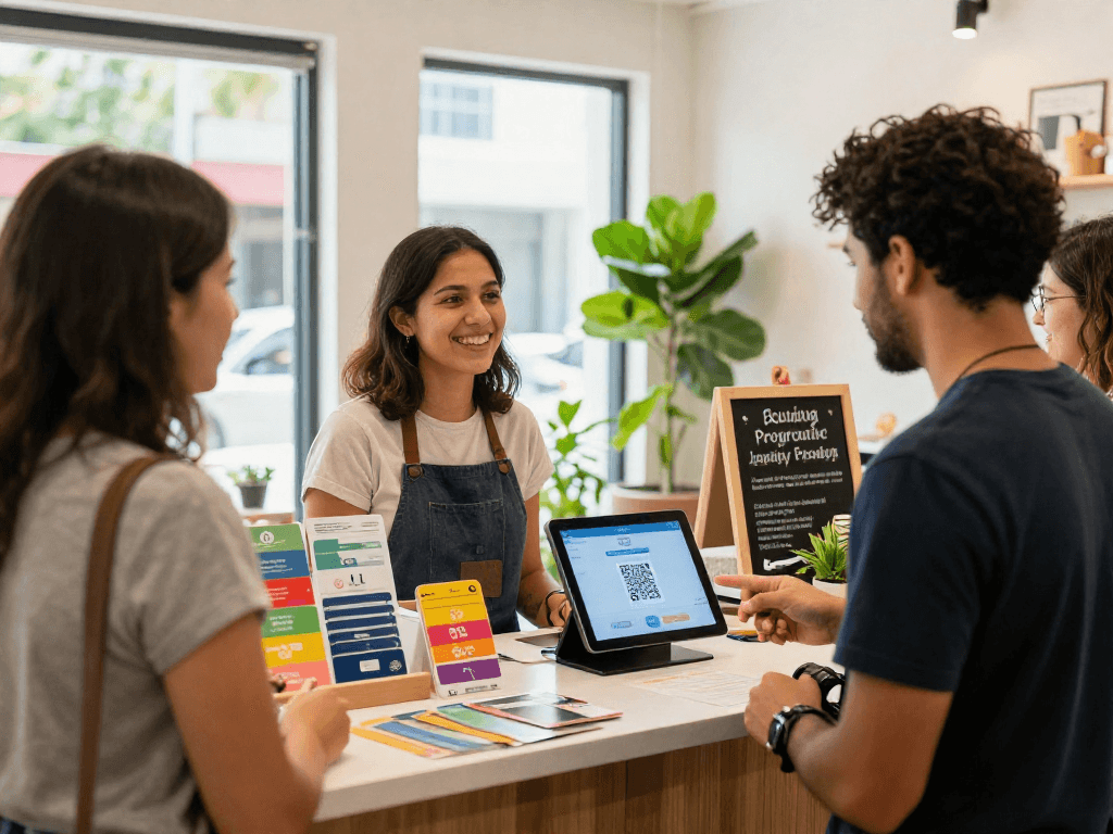 Loyalty application in action, showcasing engaging interactions at a small business.