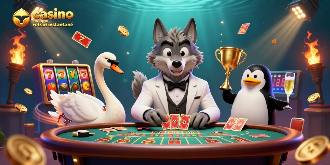 Expérience des gains dans un casino en ligne avec retrait instantané avec des personnages animés.