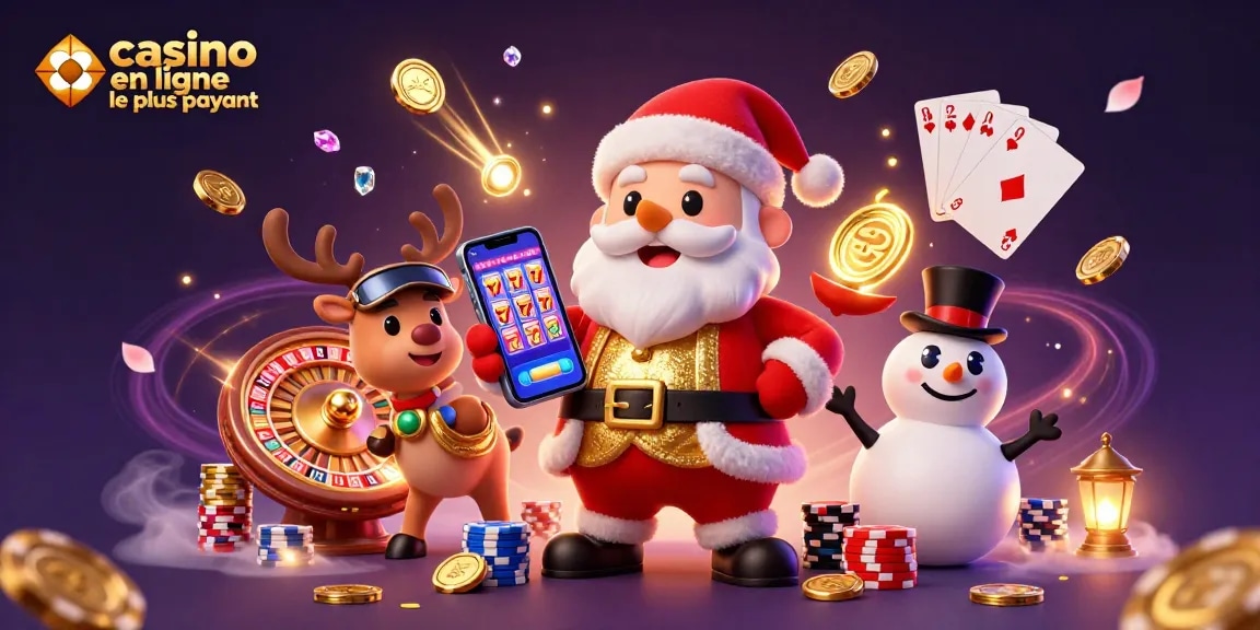 Obtenez des gains au casino en ligne le plus payant avec une illustration festive et dynamique.
