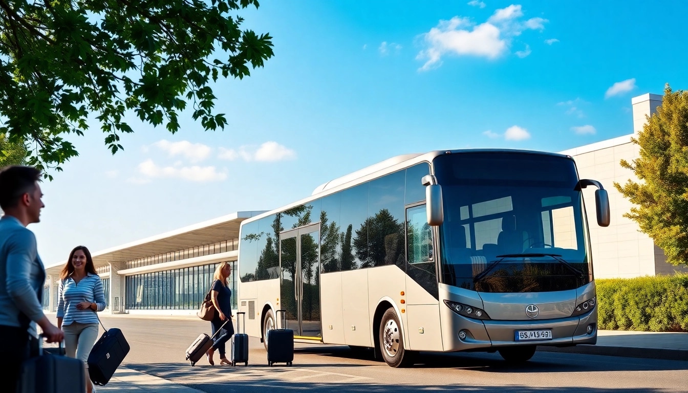 Efficient Beauvais Airport to Disney Transfer with friendly passengers boarding a shuttle bus.