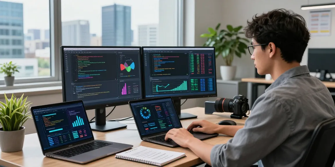 Cybersecurity analysis at shs-dome5.com with dual monitors and security tools in a modern workspace.