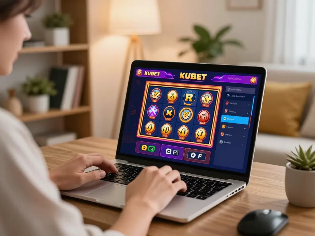 Enjoying a thrilling kubet online gaming session on a laptop at home