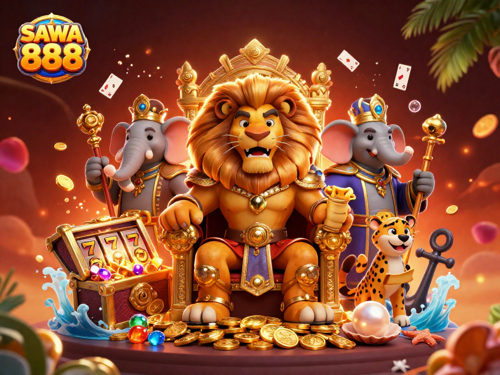 Engage with thrilling SAWA 888 slots featuring a lion king and mystical treasures.