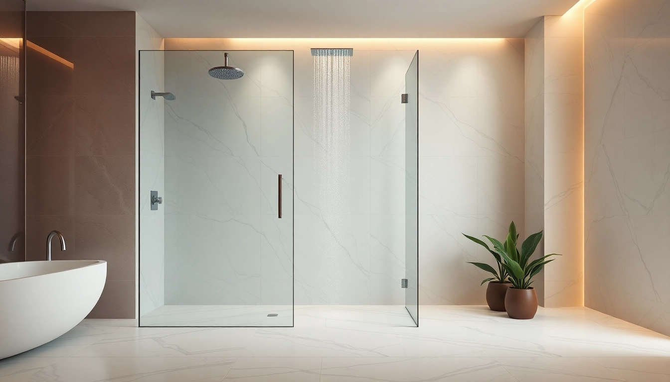 Experience elegant showers Australia with a luxurious modern shower setting featuring sleek design and warm ambiance.