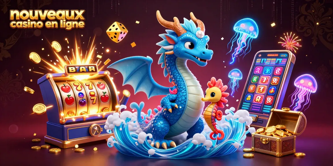 Jouez à de nouveaux casinos en ligne avec un dragon majestueux et un chevalier d'un hippocampe dans un univers de jeux.