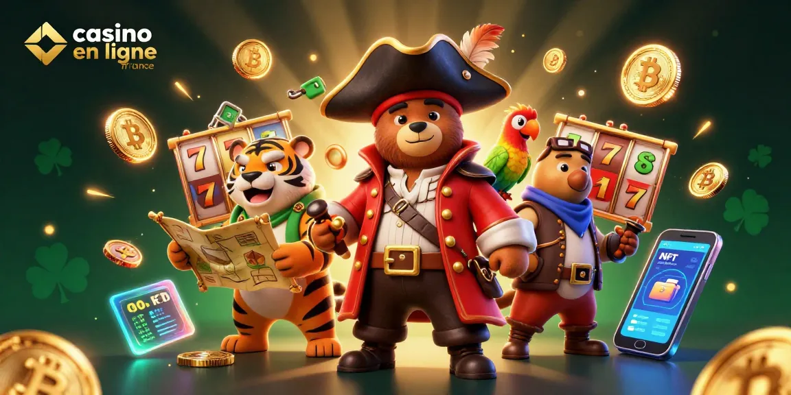 Plongée dans l'univers des machines à sous au casino en ligne France avec un ours pirate et un tigre.