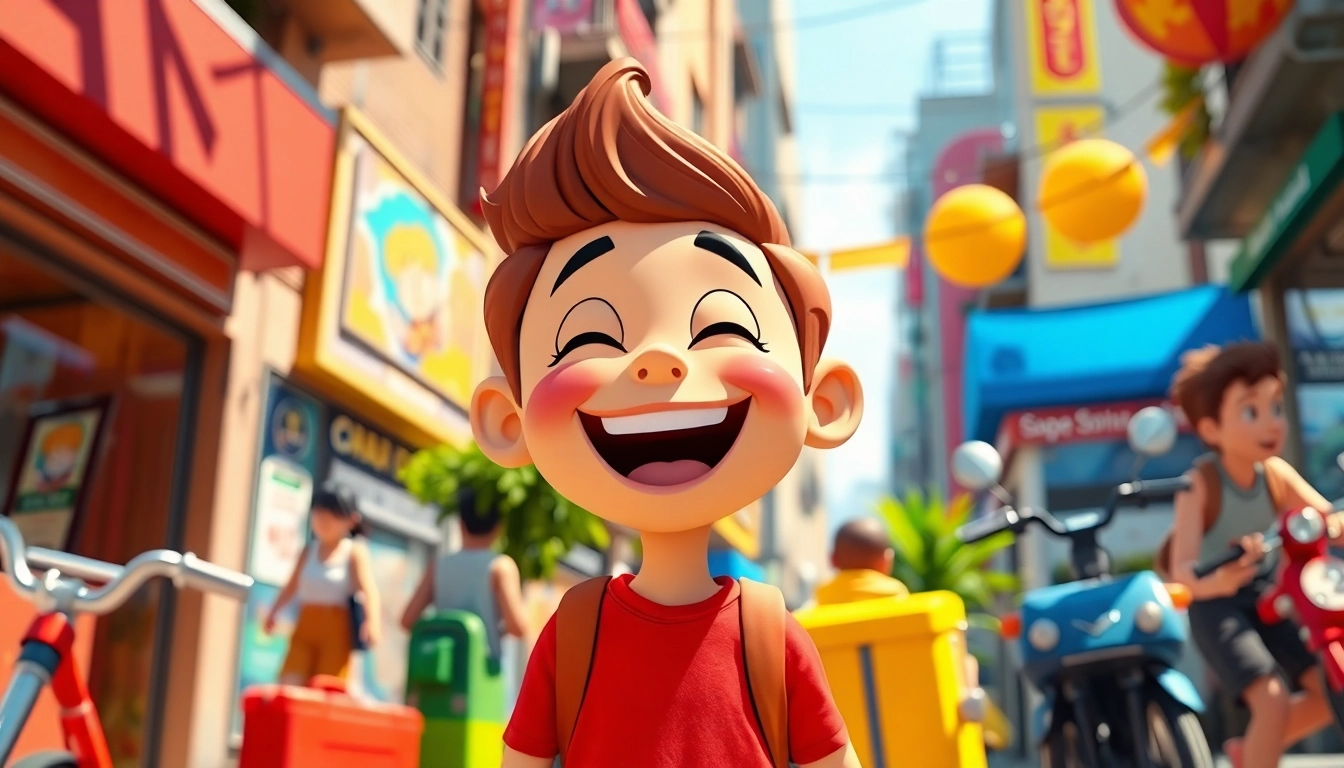 Erstelle eindrucksvolle 2D Animation mit lebendigen Charakteren in einem urbanen Umfeld.
