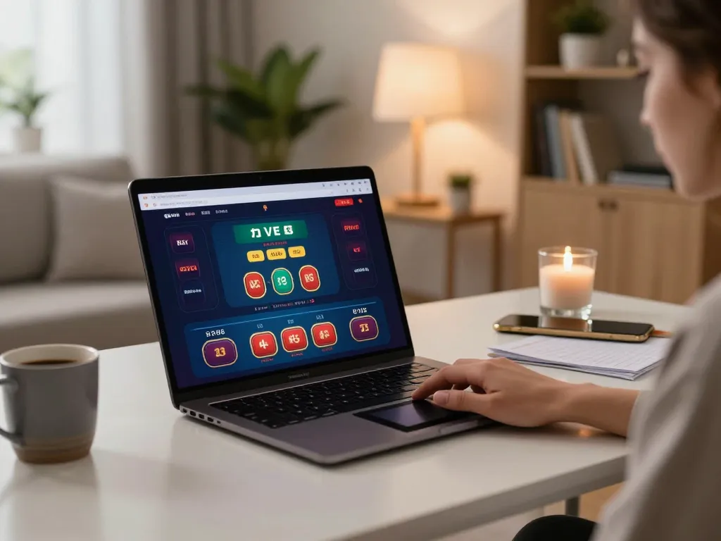 Engaging in casino online stranieri sicuri with a laptop at home, ready to place bets.