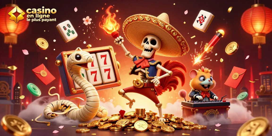 Illustration d'un jubilé dynamique au casino en ligne le plus payant, avec des personnages de jeu et des éléments festifs en 3D.