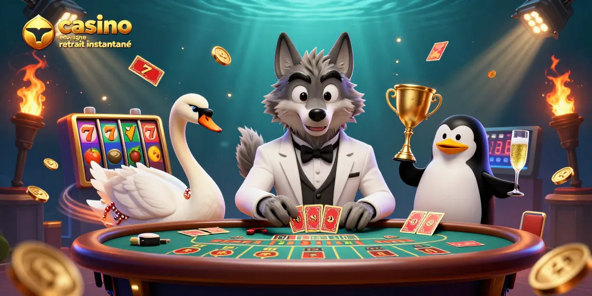 Expérience des gains dans un casino en ligne avec retrait instantané avec des personnages animés.