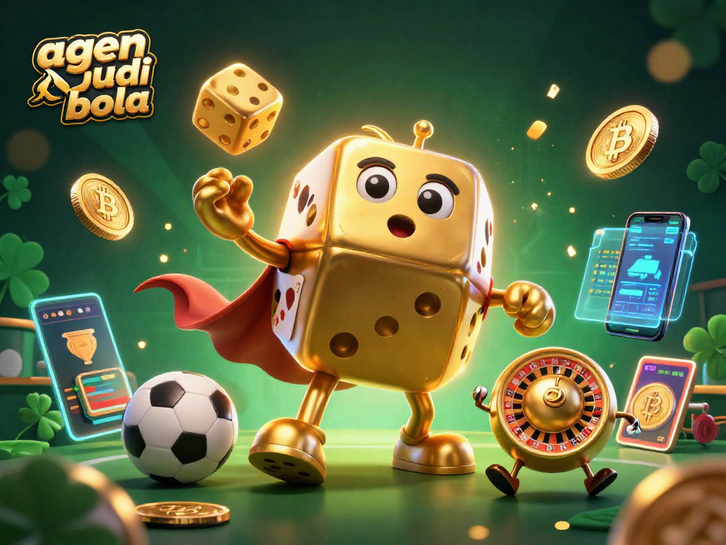 Engage in thrilling sports bets with agen judi bola, represented by vibrant sporting elements and dynamic gambling visuals.
