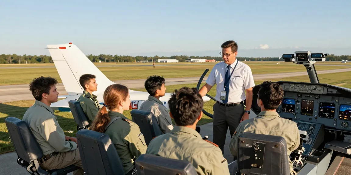 Aspiring pilots at Milton flight school engaging in flight training with experienced instructors and modern aircraft.