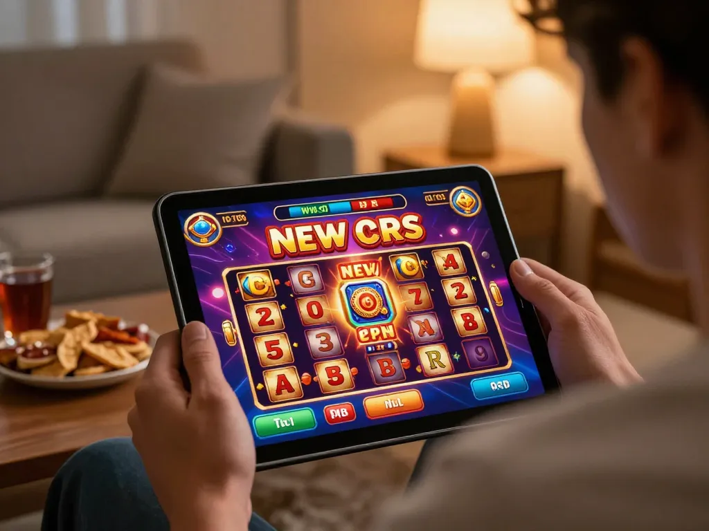Engaging in a bonus new member promotion while playing exciting online slot games in a cozy setting.