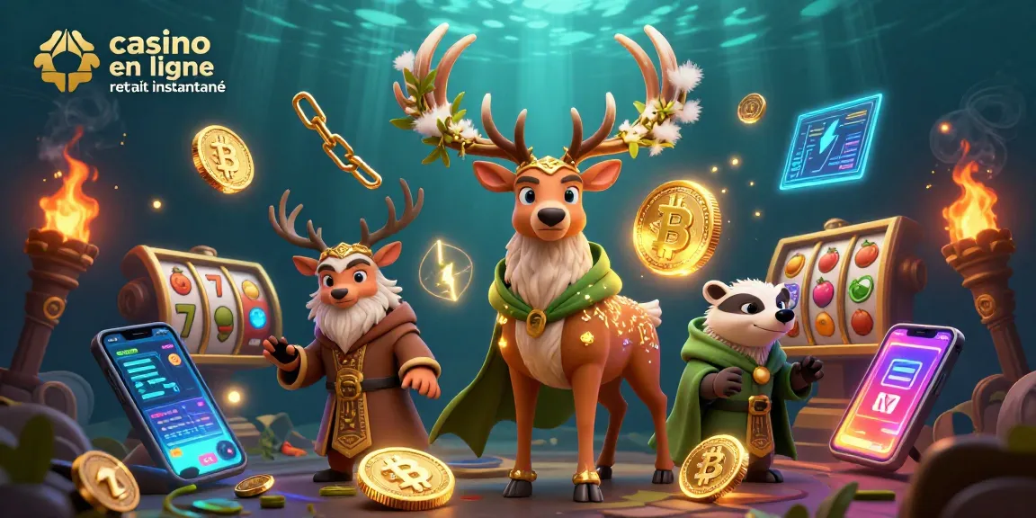 Un jeu au casino en ligne avec retrait instantané, mettant en scène un cerf druidique et des motifs lumineux.