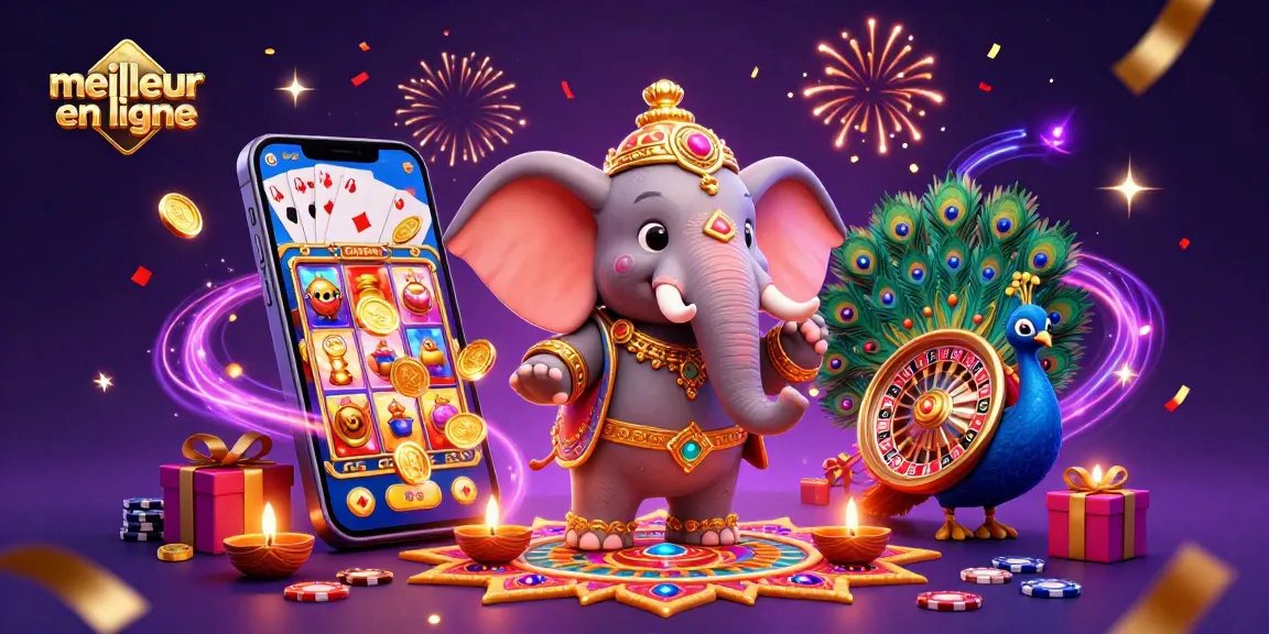 Vivez l'expérience du meilleur casino en ligne avec cette illustration dynamique et colorée qui évoque l'excitation des jeux d'argent.