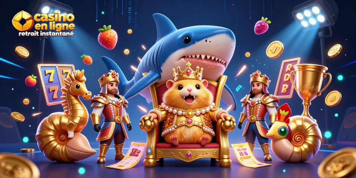 Profitez du casino en ligne retrait instantané avec un roi hamster doré et des éléments de jeu dynamiques.