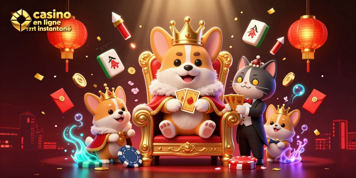 Profitez d'un casino en ligne retrait instantané avec un corgi royal, des jetons et de la magie.