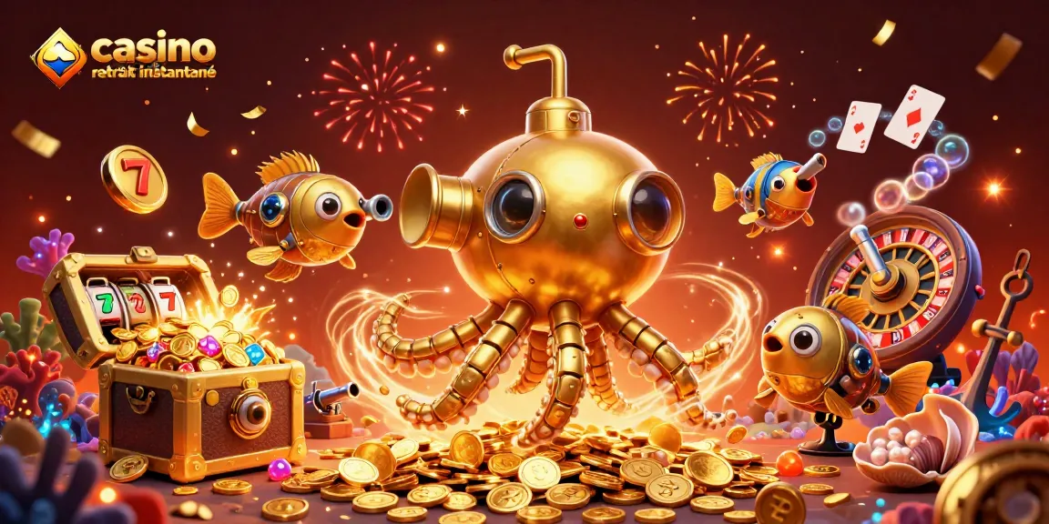 Profitez du casino en ligne retrait instantané avec une scène animée de jeu sous-marin dynamique.