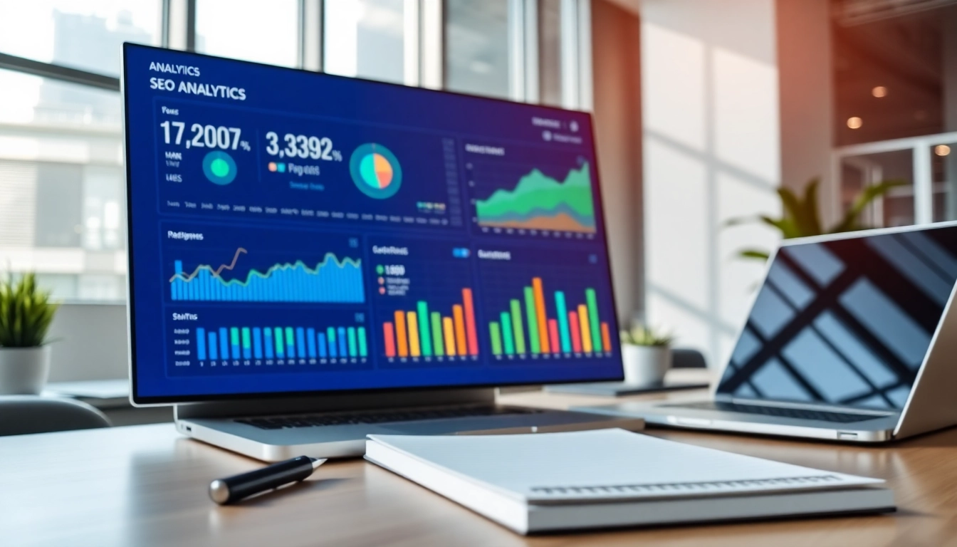 Visualize SEO performance with an engaging analytics dashboard showcasing metrics and graphs.
