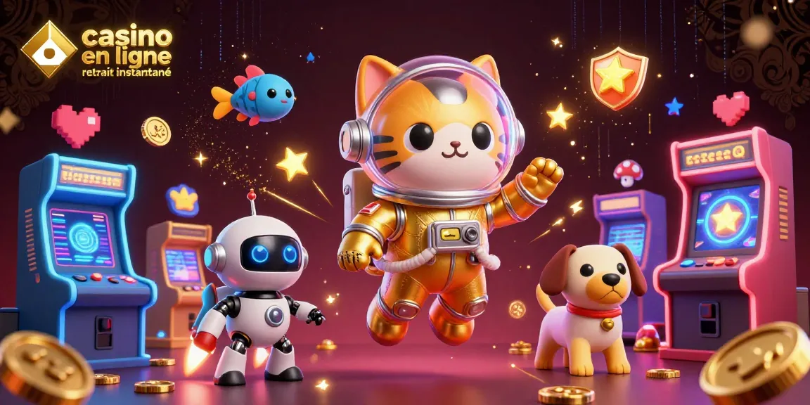 Casino en ligne retrait instantané : une scène dynamique avec un chat astronaute et des éléments de jeu captivants.