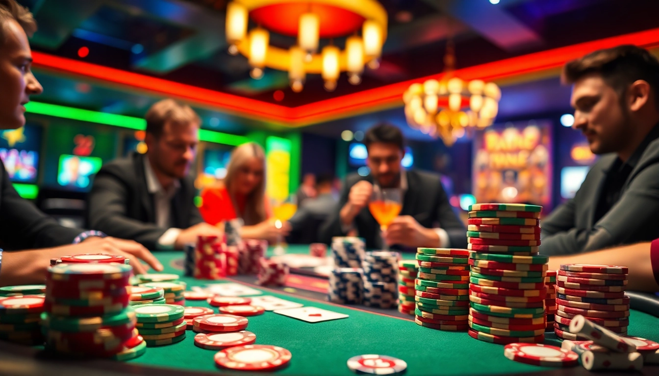 Pakde4d mengungkapkan suasana permainan poker dengan pemain terlatih dan meja penuh chip.