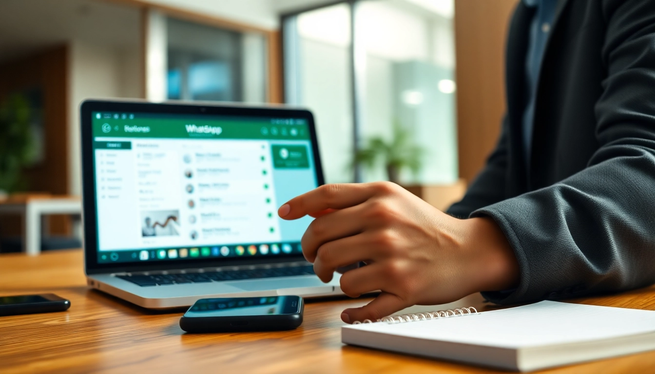 Engaging WhatsApp Business CRM interface in a professional office setup.