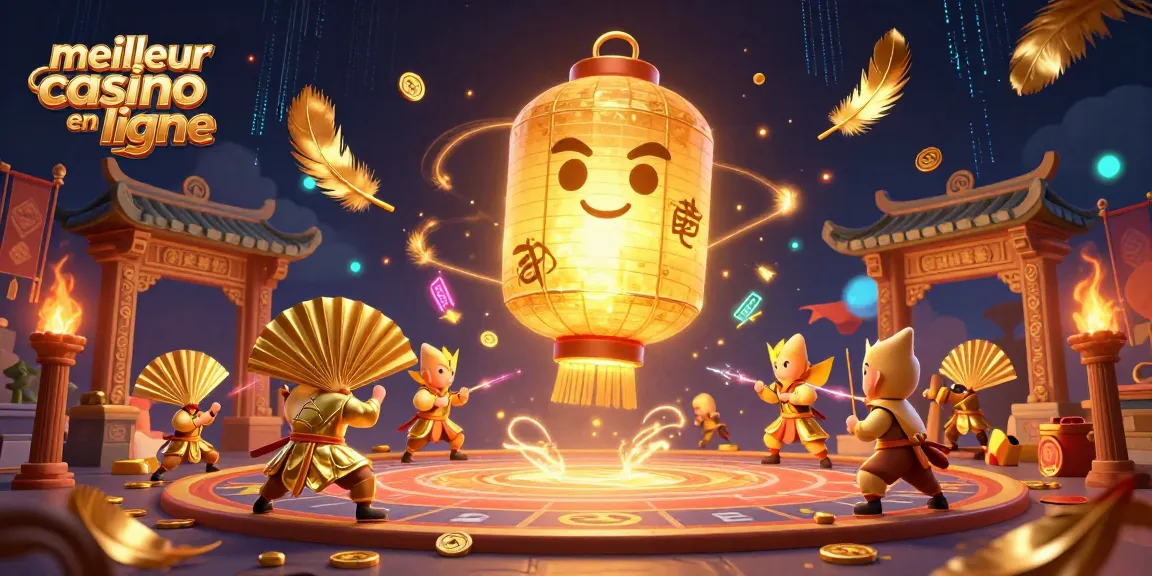 Jouer au meilleur casino en ligne entouré d'une illustration dynamique de symboles chanceux et d'éléments féeriques.