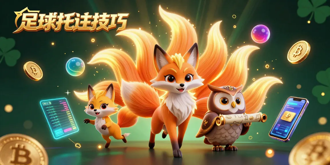 通过足球投注技巧提高投注成功率的精美插图，展现多彩角色与华丽背景。
