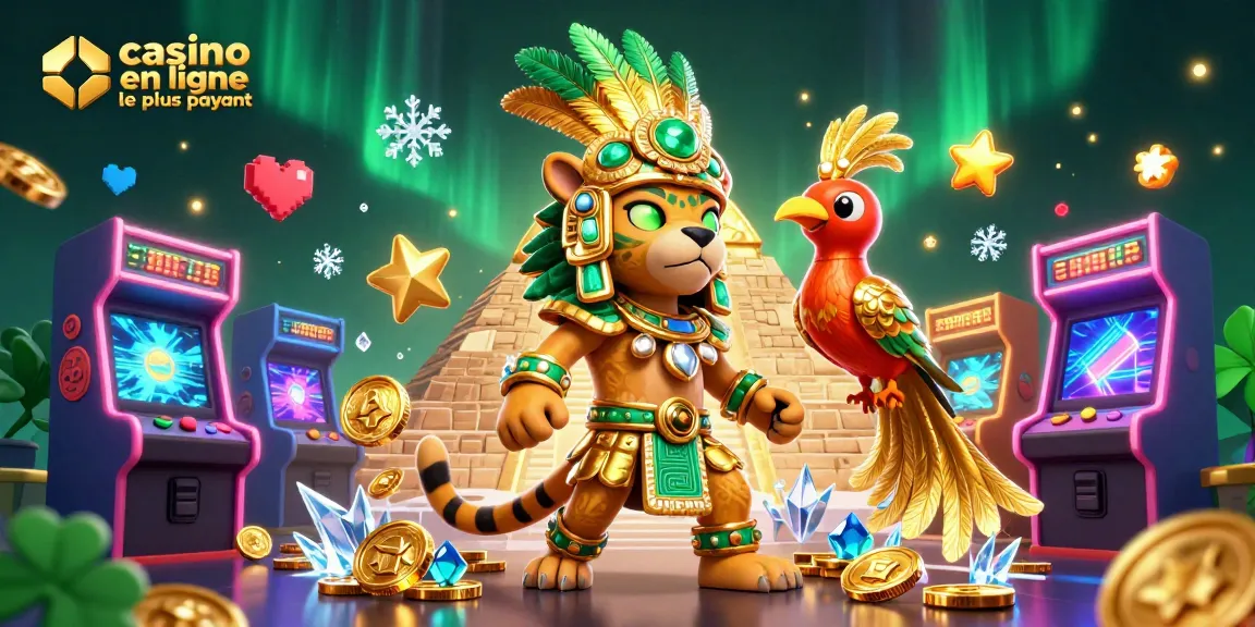 Jouez au casino en ligne le plus payant avec un prêtre jaguar et un oiseau quetzal dans un décor vibrant.