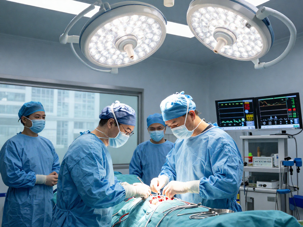 Beyin tümörü ameliyatı in action, showcasing a neurosurgeon operating with advanced tools in a modern surgical environment.