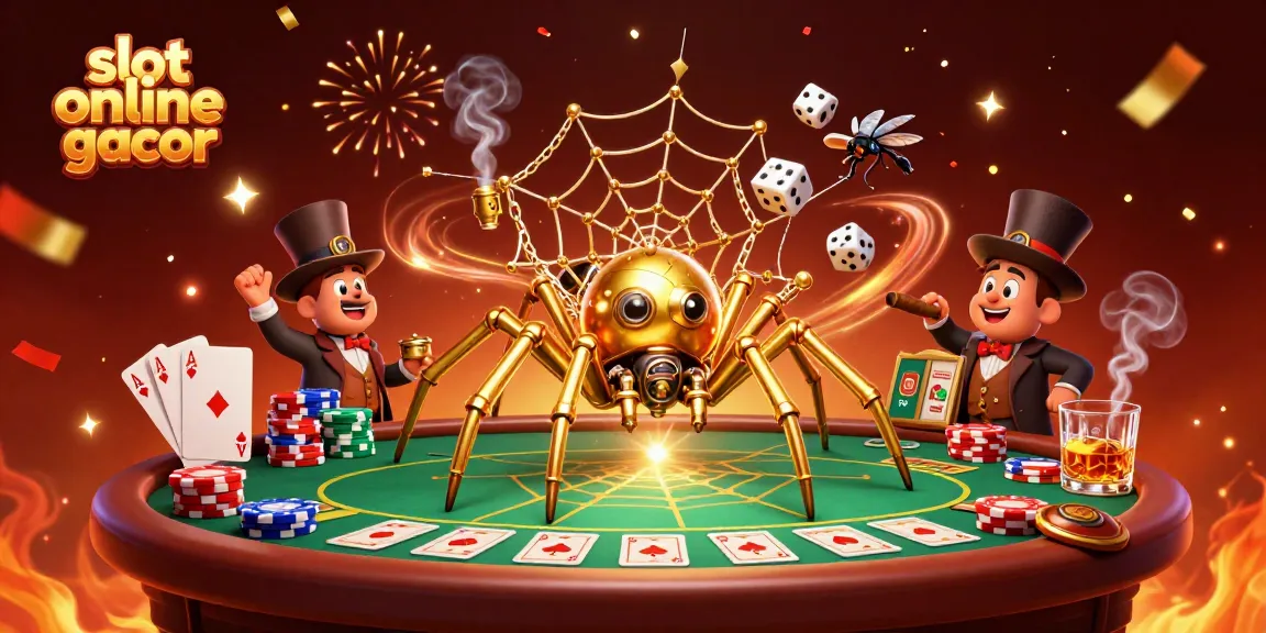 Experience slot online gacor with vibrant characters, a packed poker scene, and dynamic casino elements.