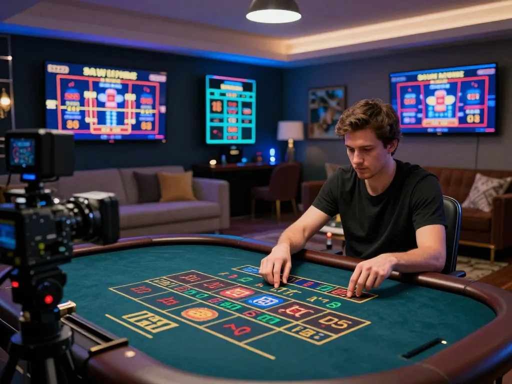 FLY88 player engaging with live dealer game on a stylish online casino setup.