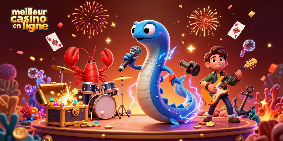 Découvrez le meilleur casino en ligne avec une ambiance festive dans une illustration 3D animée.