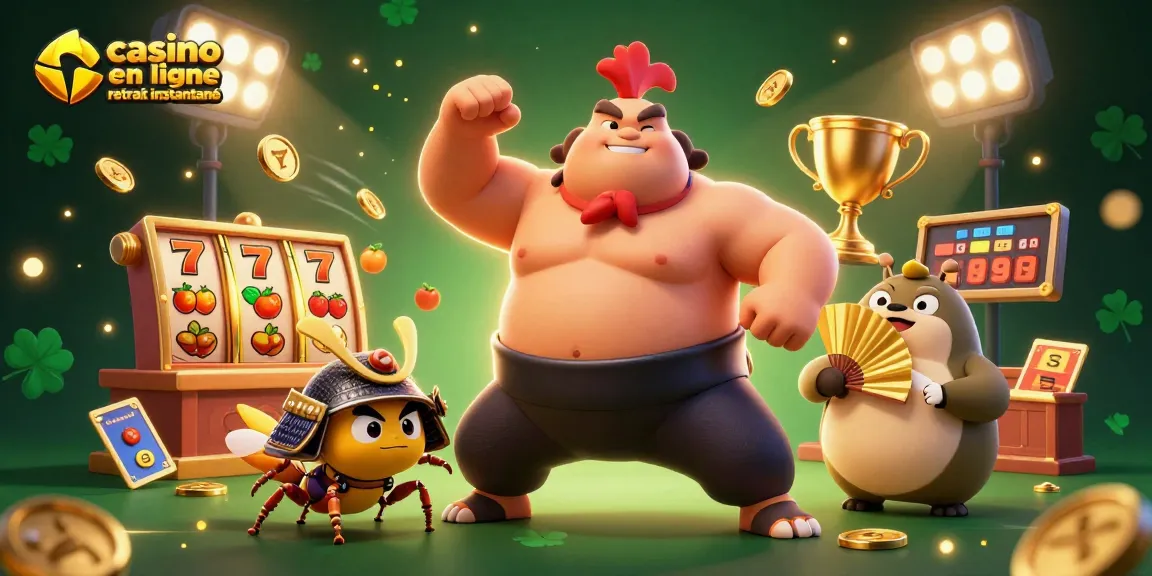 Plongez dans l'univers du casino en ligne retrait instantané avec un combat épique de personnages 3D colorés.