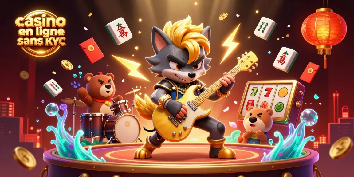 Profitez de l'excitation d'un casino en ligne sans KYC avec des personnages animés sur scène.
