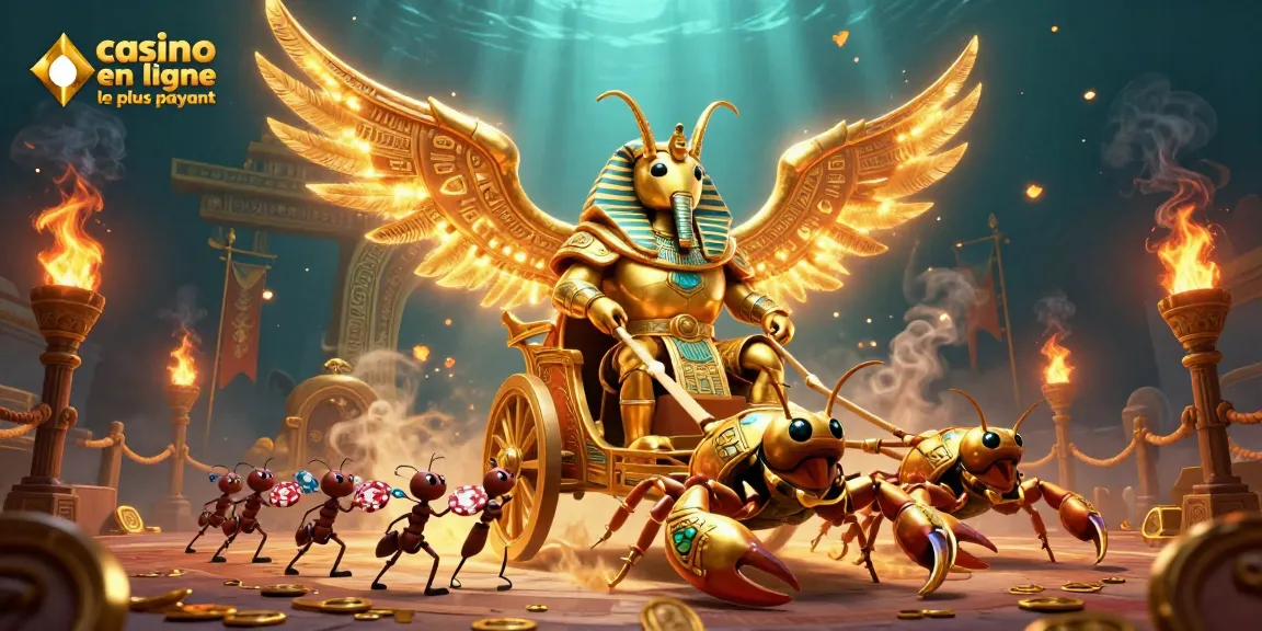 Rejoignez l'expérience du casino en ligne le plus payant avec un scarabée doré majestueux et des scorpions.