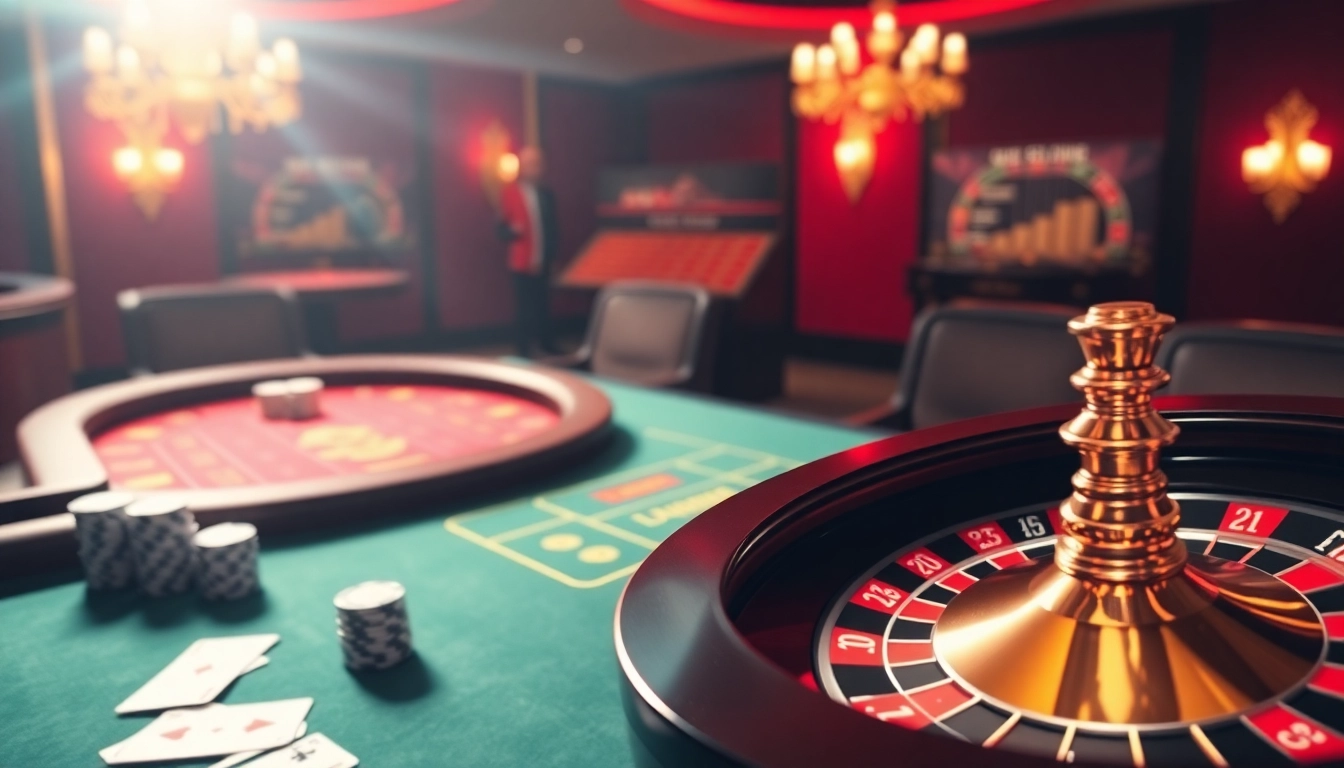 Vivez l'excitation du casino en ligne Français avec des tables de roulette et de poker vibrantes présentées dans l'interface virtuelle.