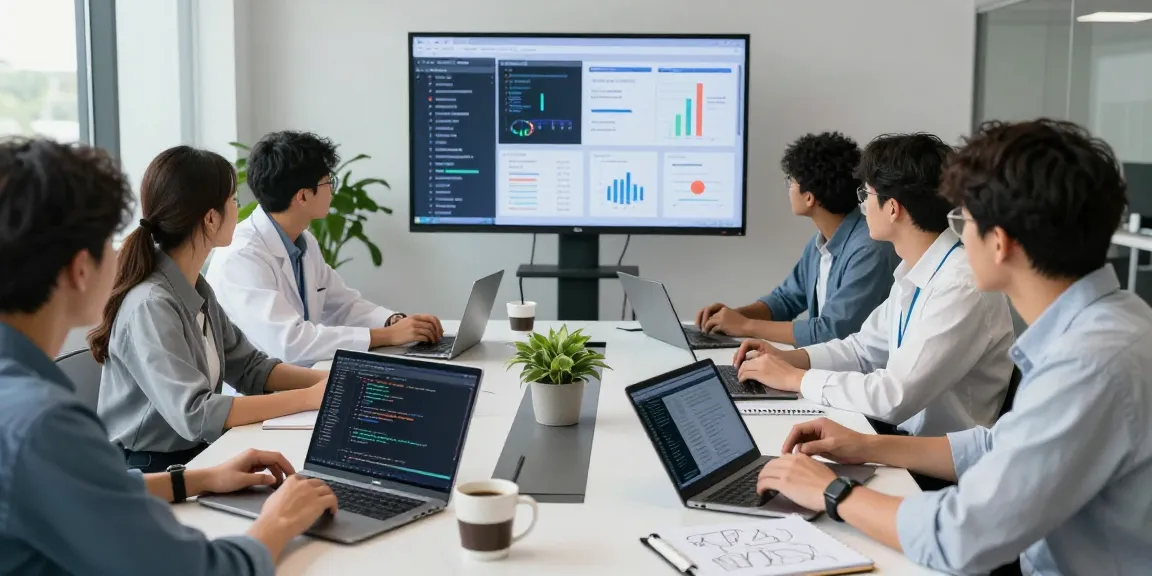 Team analyzing AI image detector metrics in a modern office setting, showcasing advanced collaboration on content moderation solutions.